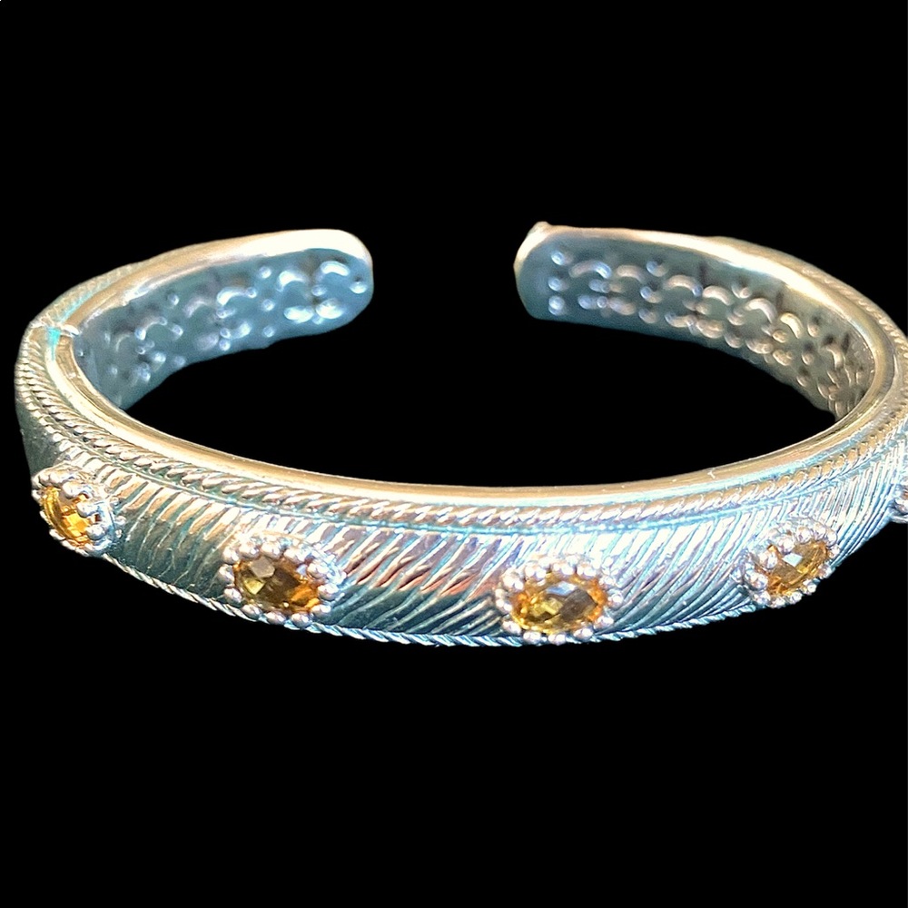 Judith Ripka Sterling Silver Cuff hinged bracelet